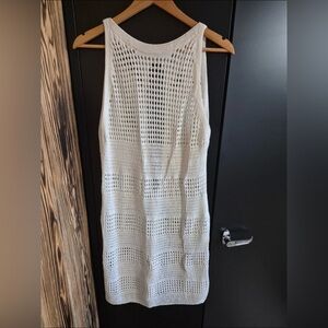 White Crochet Sleeveless Dress